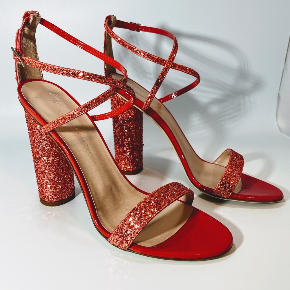 Giuseppe Zanotti Glitter Leather Sandal WOMENS 8.5